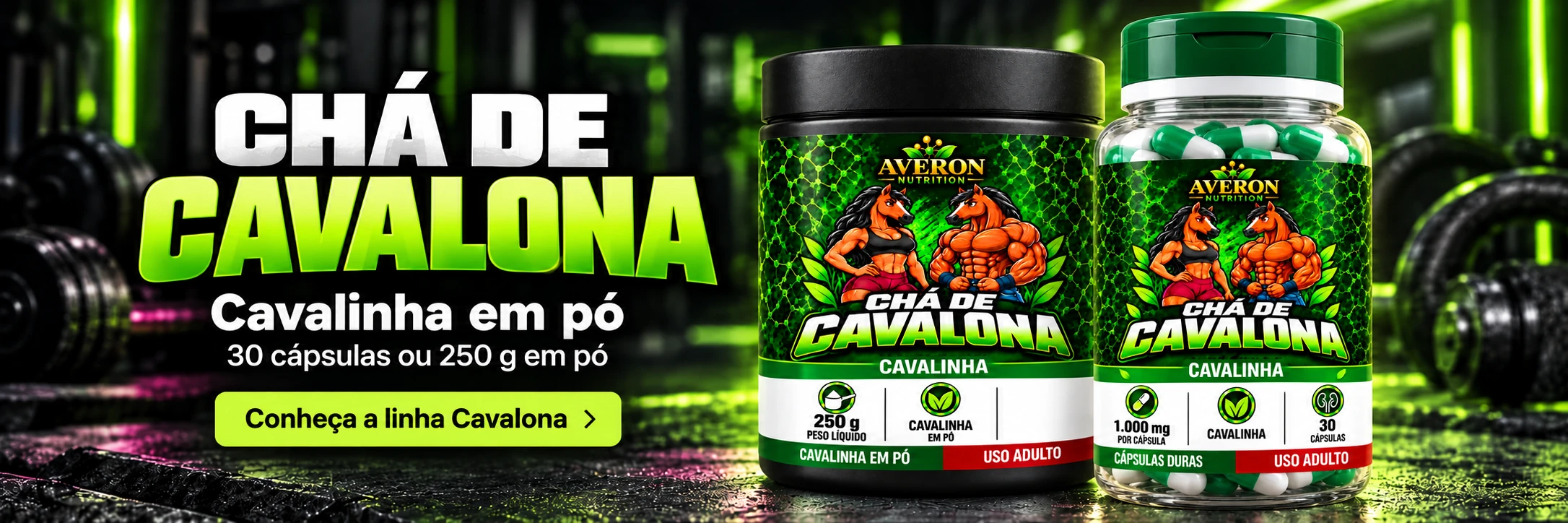 Chá de Cavalona. Cavalinha em pó. 30 cápsulas ou 250 g em pó. Conheça a linha Cavalona.